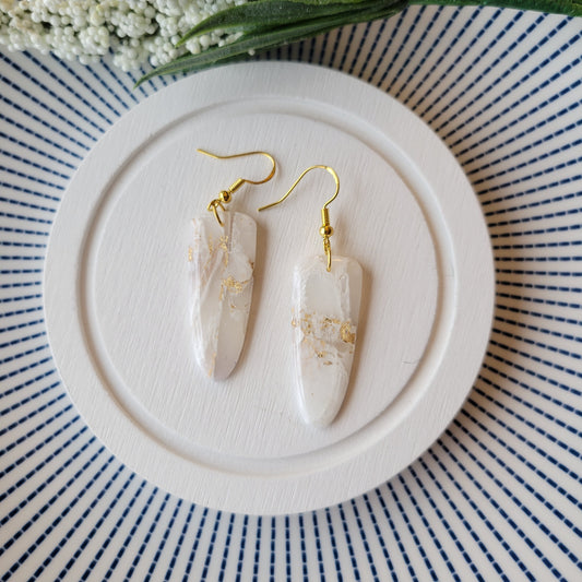 Large Dagger Dangle | White Marble