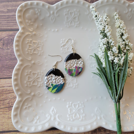 Oval Dangle | Black and Multi color