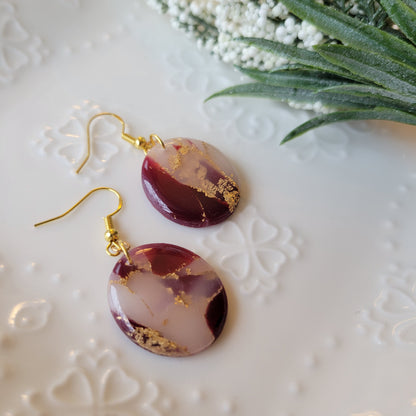 Oval Dangle | Red Marble