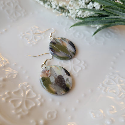 Oval Dangle | Green Camo Marble