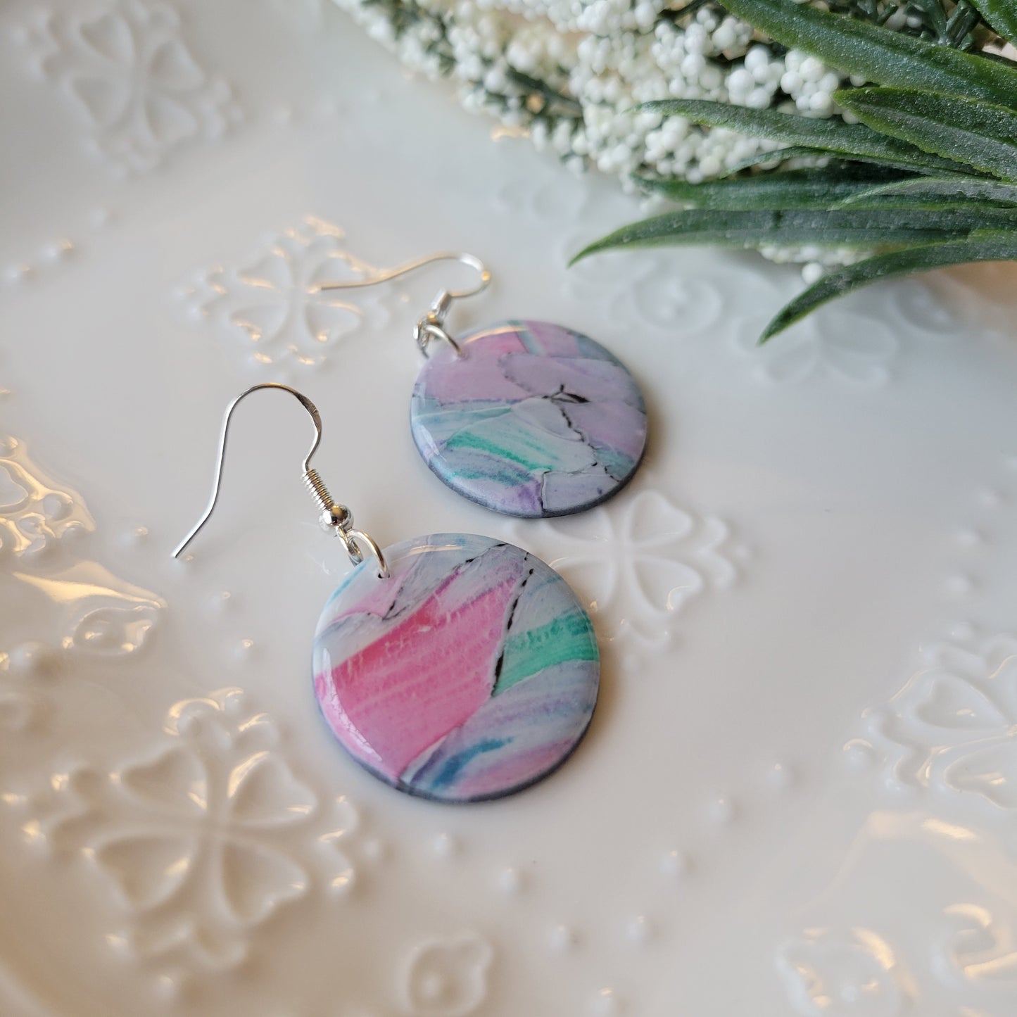 Circle Dangle | Pastel Water Colors