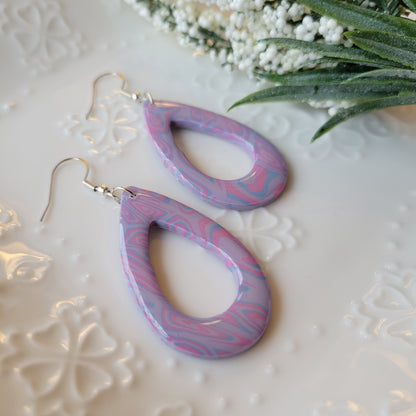 Tarah Teardrop Dangle | Purple and Pink Marble