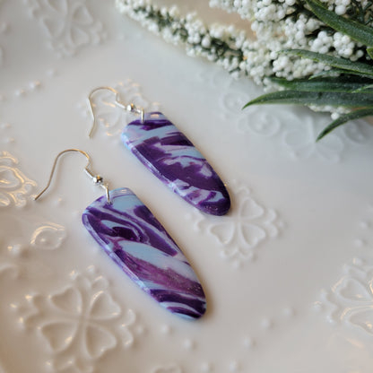 Large Dagger Dangle | Purple and Blue Marble