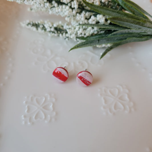 Circle Studs | Red and White Studs