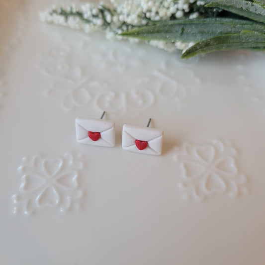 Love Letter Studs | White