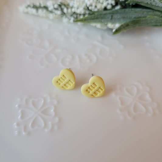 Love Heart Studs | Yellow