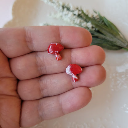 Mushroom Studs | Red Marble