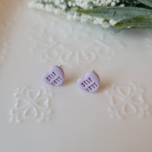 Love Heart Studs | Purple