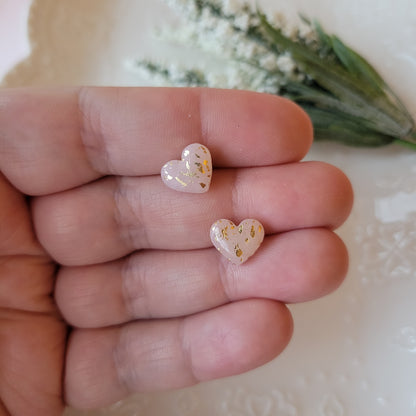 Heart Studs | Cream Gold Flecked