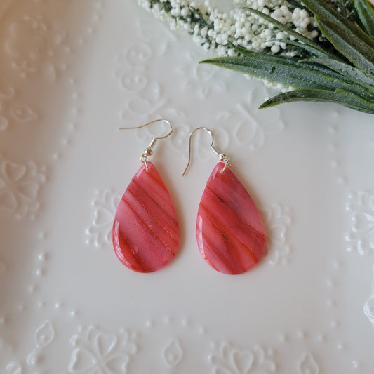 Teardrop Dangle | Red Marble