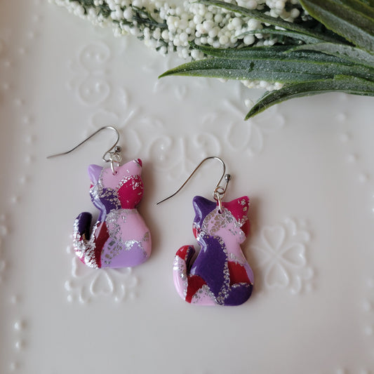 Kitty Dangle | Pink and Purple Marble