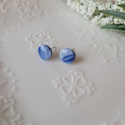 Circle Studs | Blue Marble | Ocean Waves