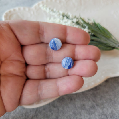 Circle Studs | Blue Marble | Ocean Waves