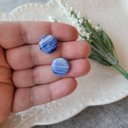 Circle Studs | Blue Marble | Ocean Waves