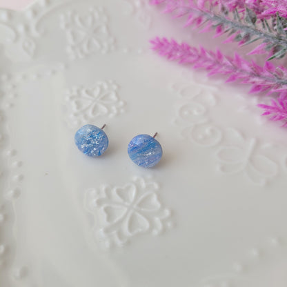 Circle Studs | Blue and Silver | Cotton Candy