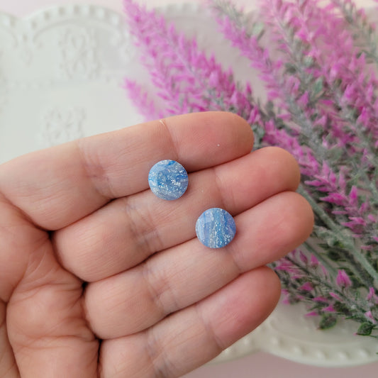 Circle Studs | Blue and Silver | Cotton Candy