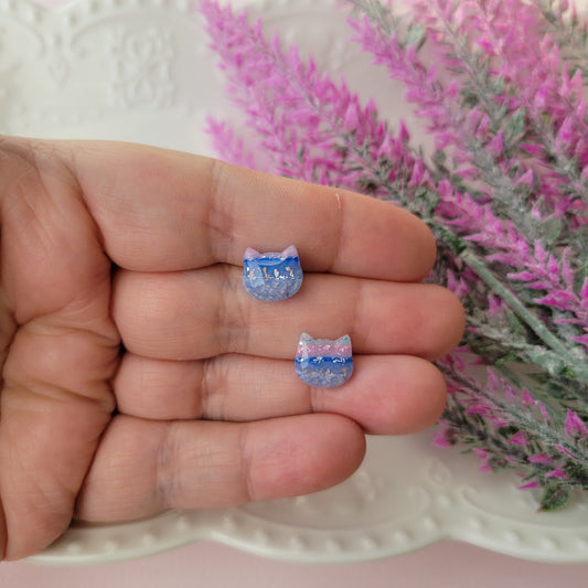 Kitty Studs | Blue and Pink | Cotton Candy