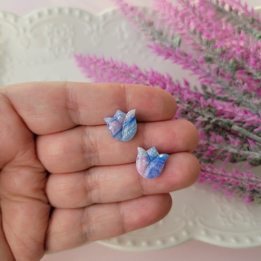 Tulip Studs | Blue and Pink | Cotton Candy