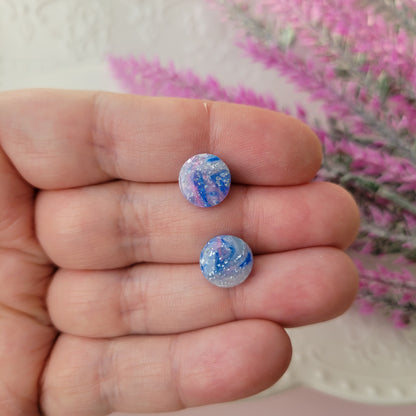 Circle Studs | Blue and Pink | Cotton Candy