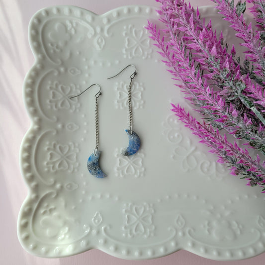 Charmaine Moon Dangle | Blue and Silver | Cotton Candy