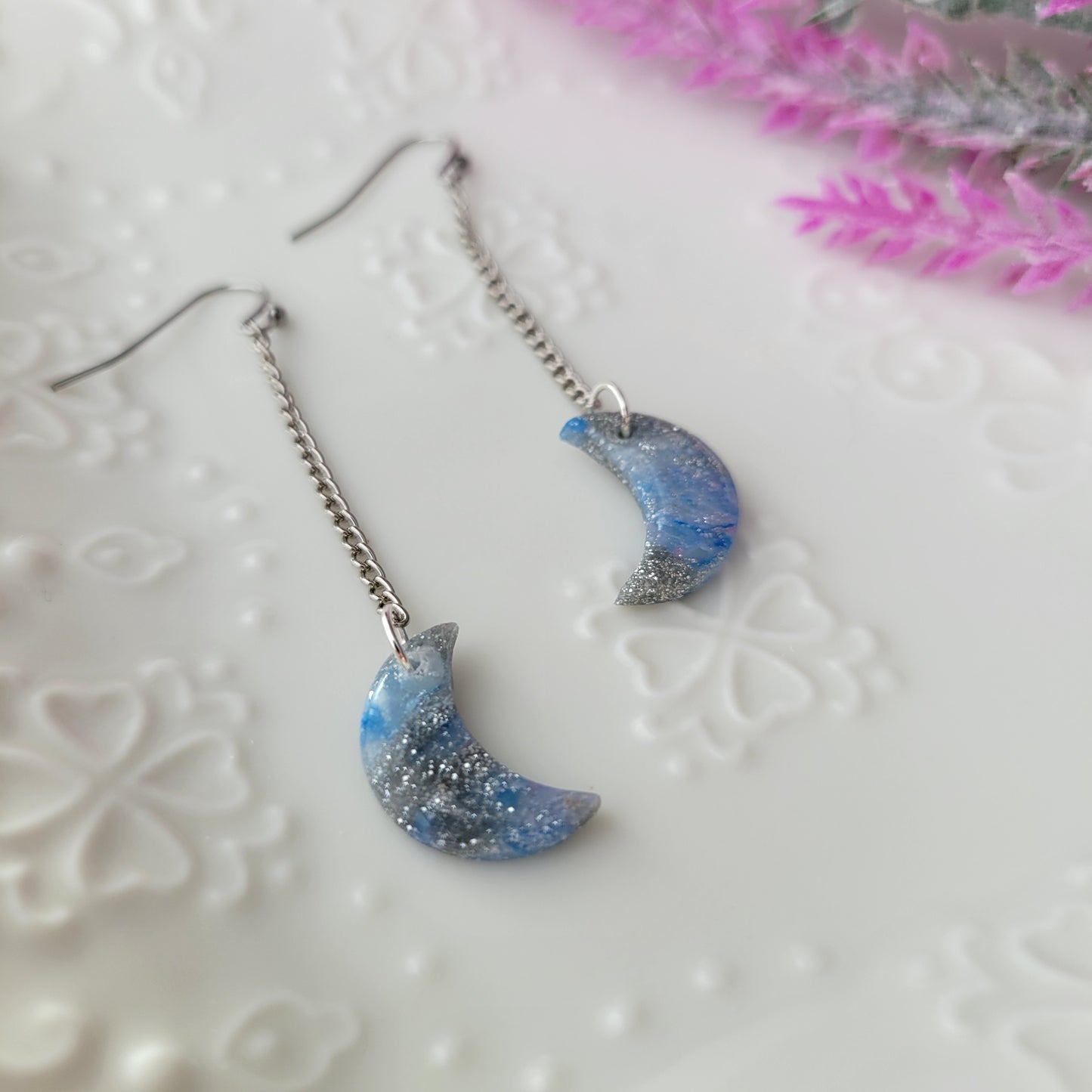 Charmaine Moon Dangle | Blue and Silver | Cotton Candy