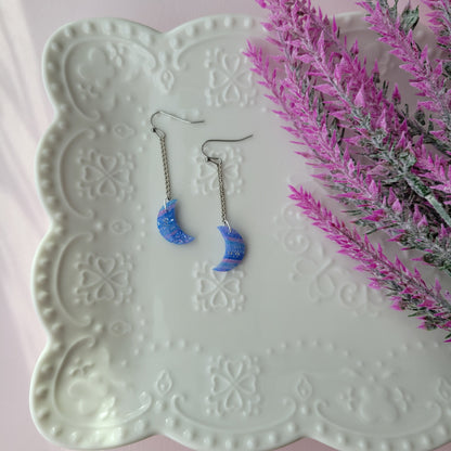 Charmaine Moon Dangle | Blue and Pink | Cotton Candy