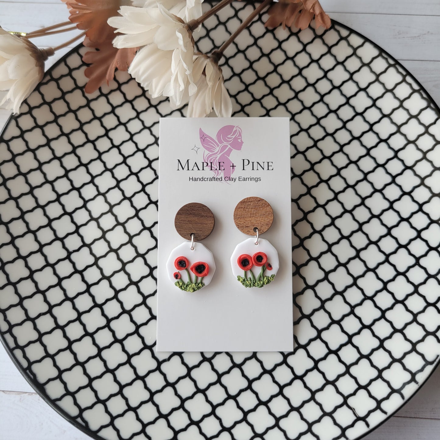 Circle Dangles | Poppy Flower