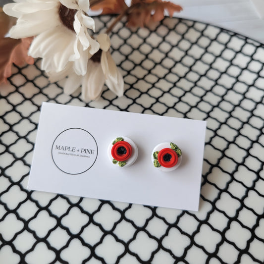 Circle Studs | Poppy Flower