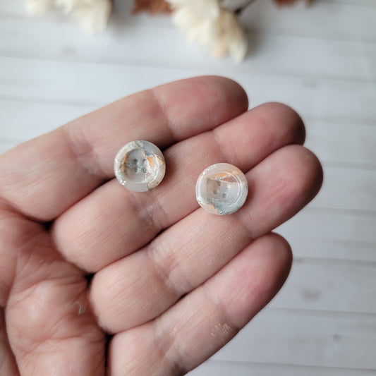 Button Studs | Grey Marble