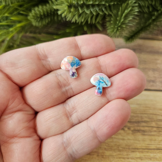 Mushroom Studs | Blue Floral