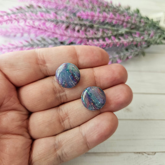 Large Circle Studs | Mermaid Marble