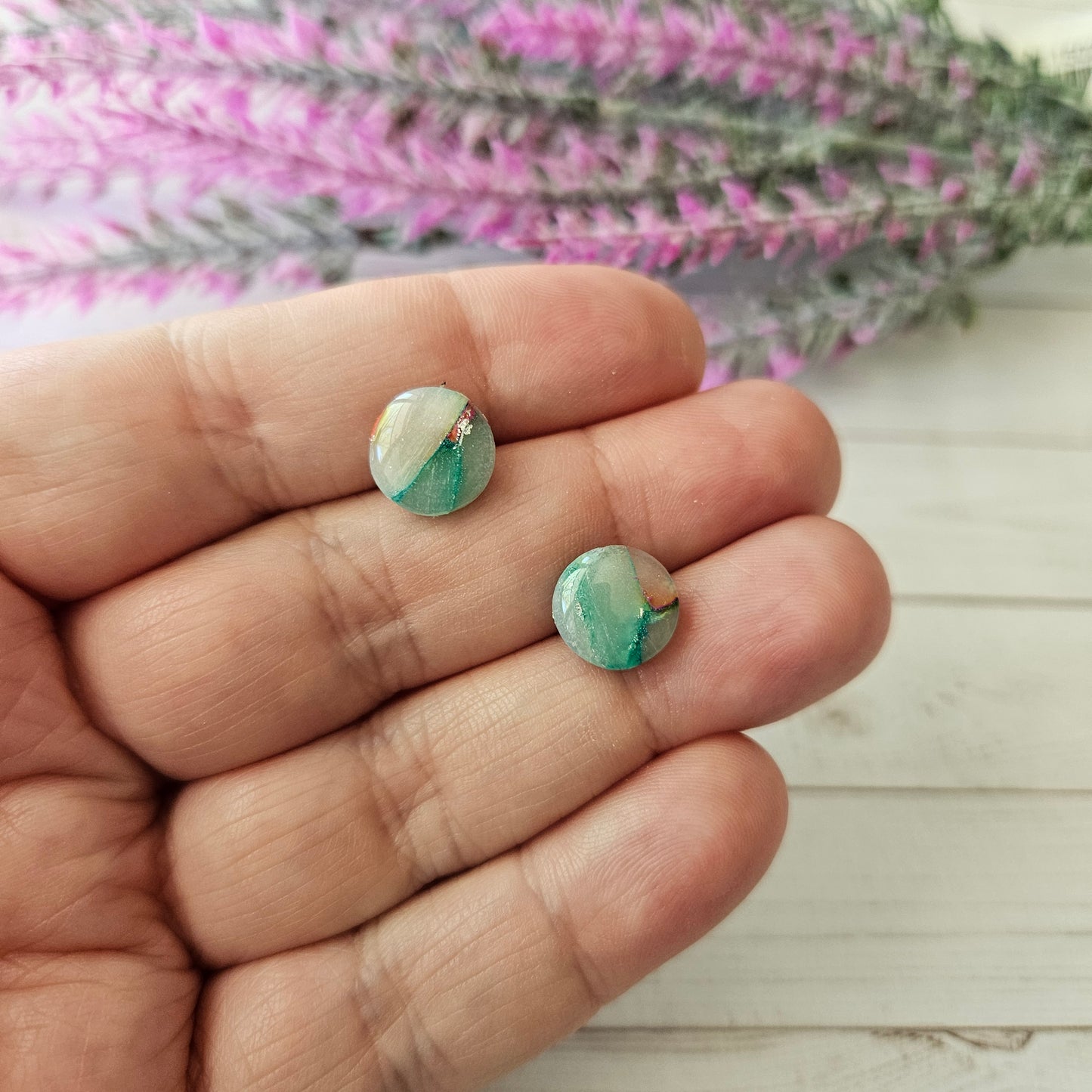 Circle Studs | Mermaid Marble