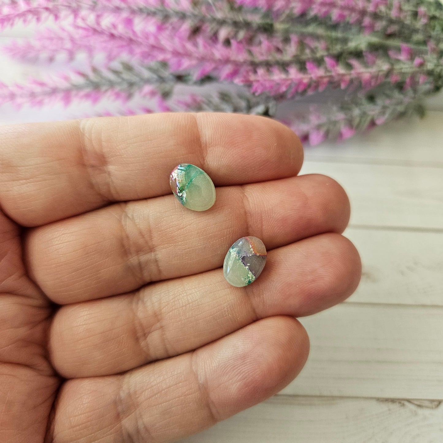 Oval Studs | Mermaid Marble