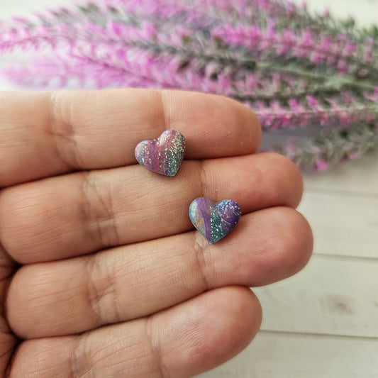 Heart Studs | Mermaid Marble