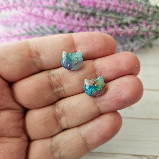 Kitty Studs | Mermaid Marble