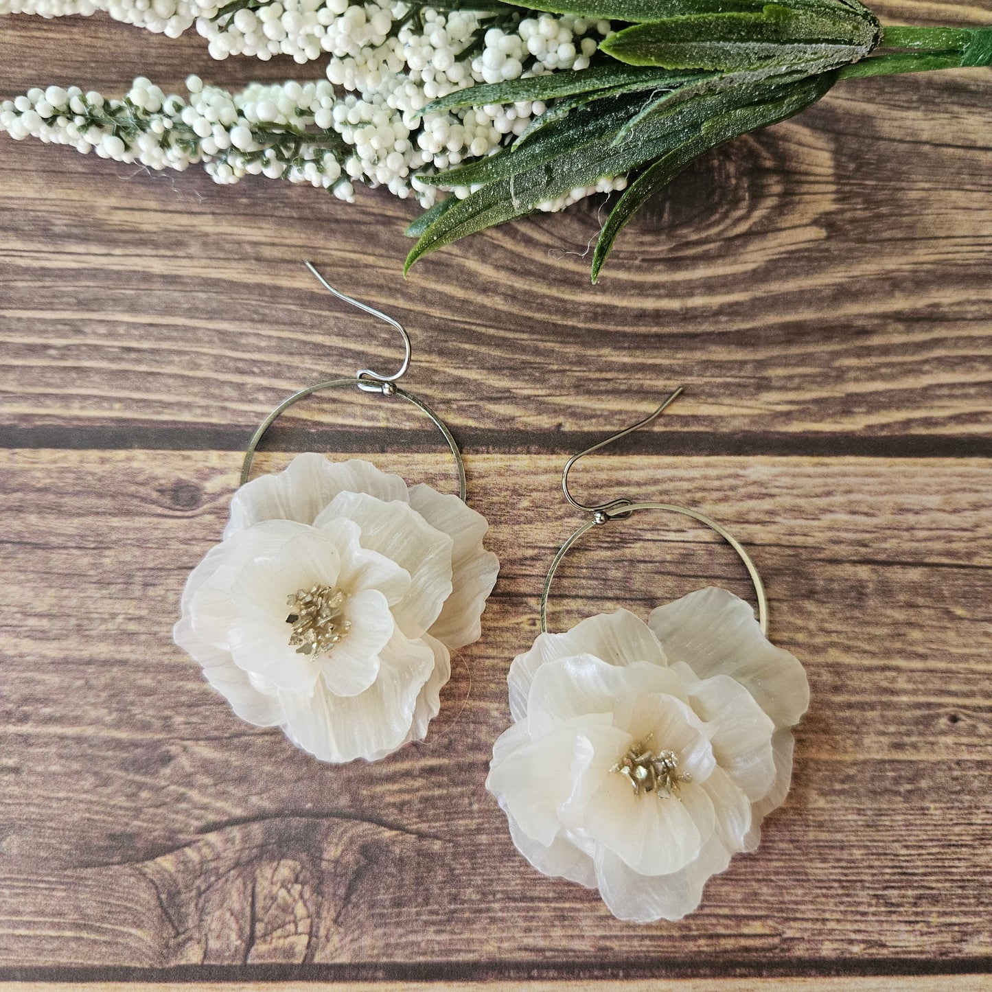 Large Translucent Sculpted Flower Dangle