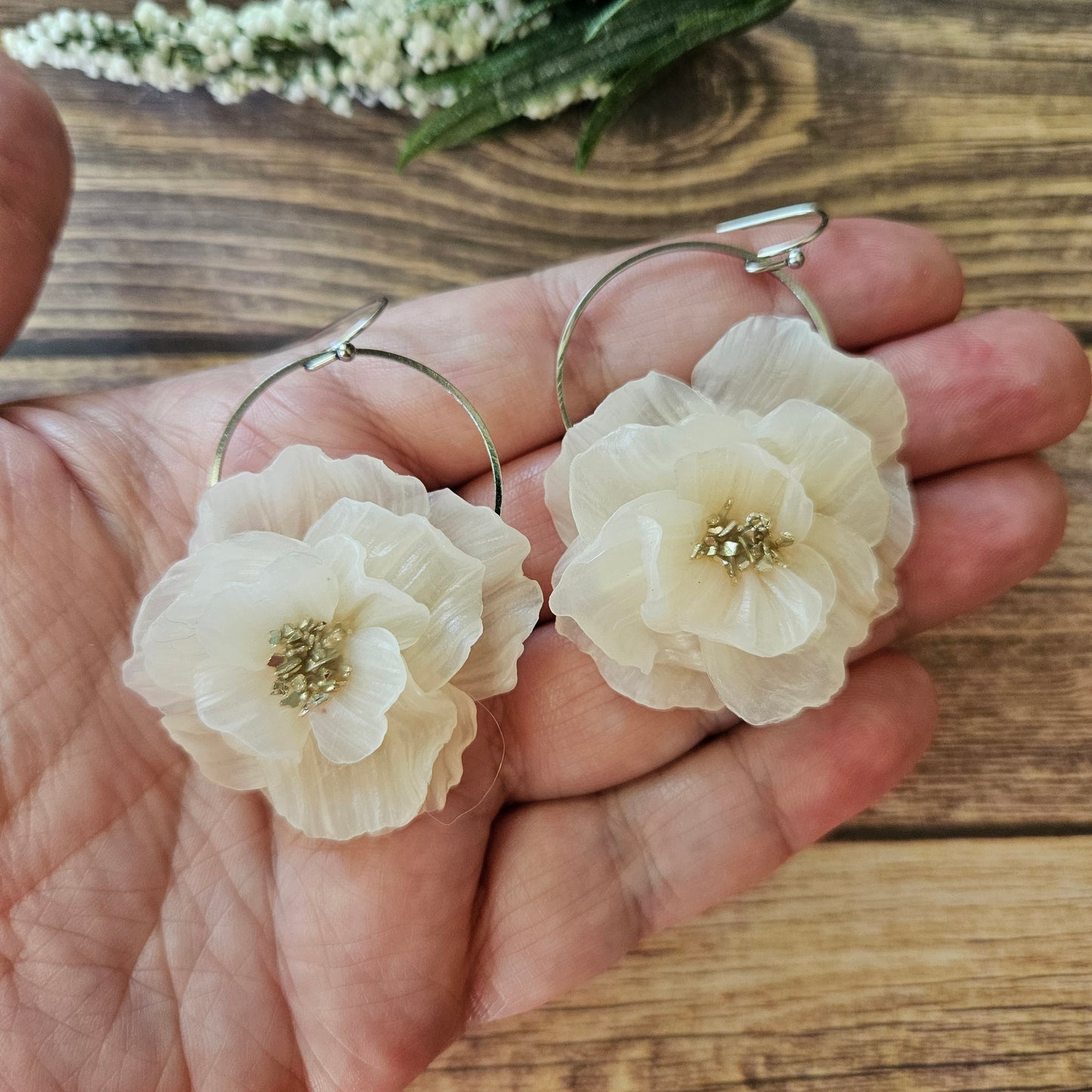 Large Translucent Sculpted Flower Dangle