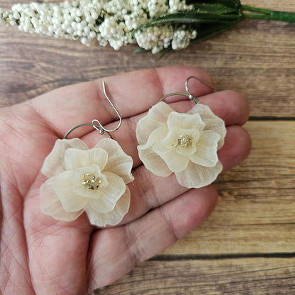 Medium Translucent Sculpted Flower Dangle