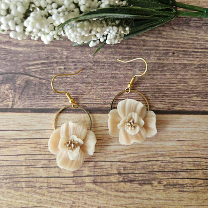 Small Ivory Vintage Flower Dangles