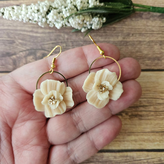 Small Ivory Vintage Flower Dangles