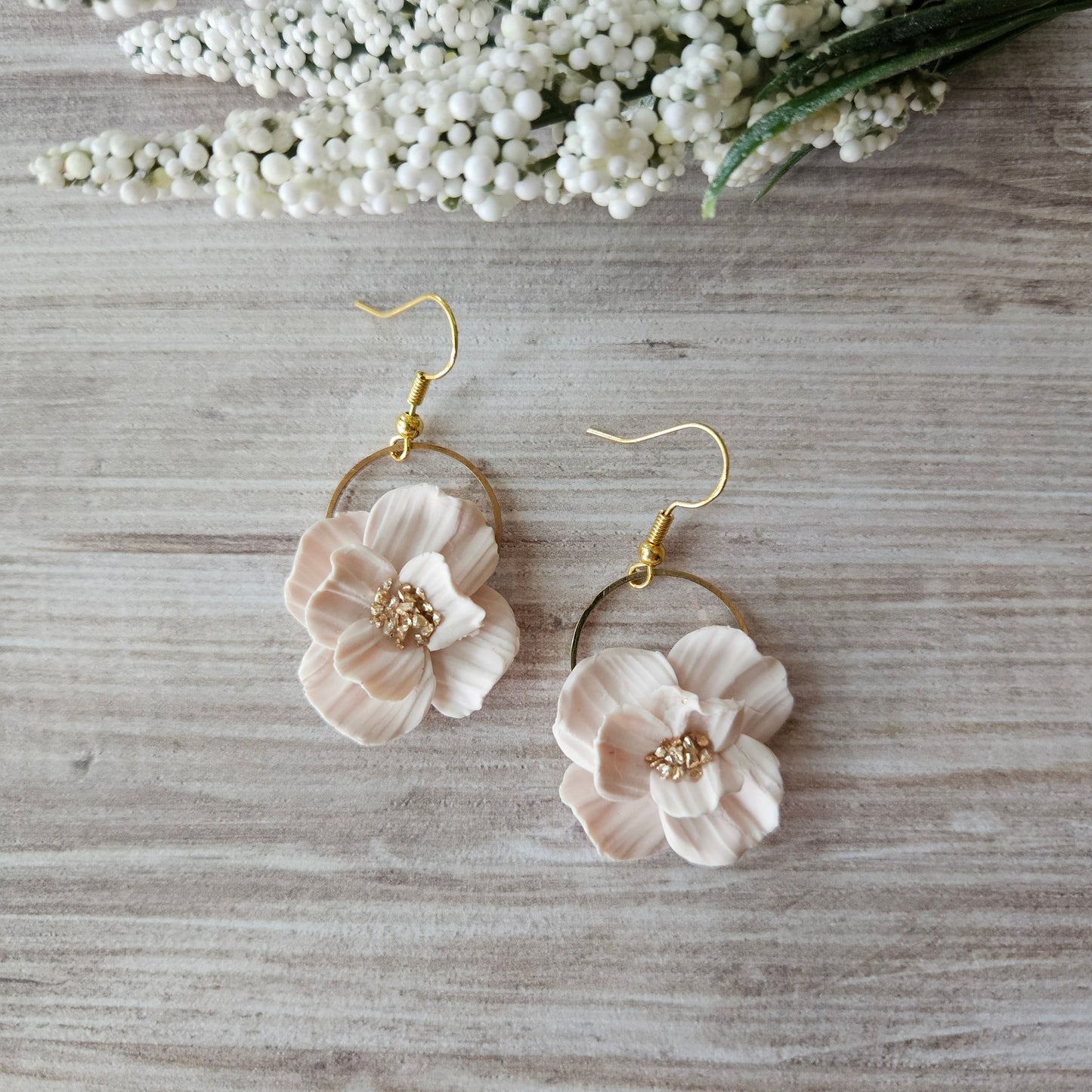 Small Pale Pink Vintage Flower Dangles