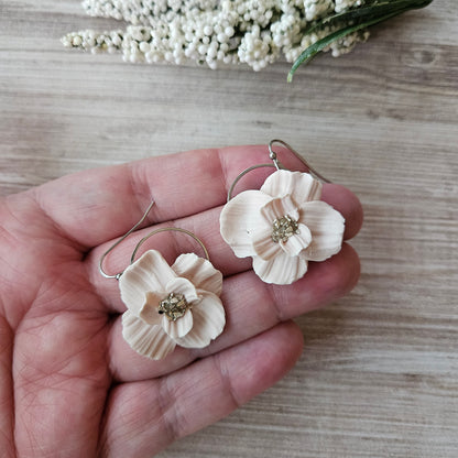 Small Pale Pink Vintage Flower Dangles