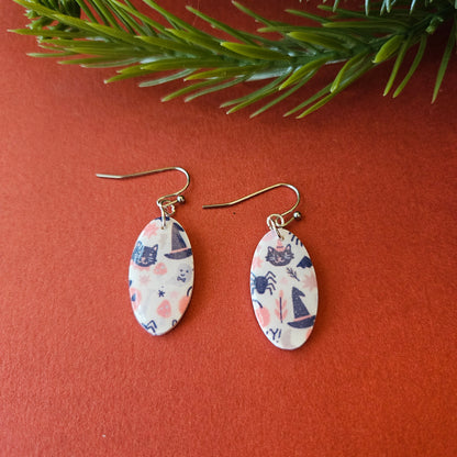 Halloween Printed Dangles | Oval