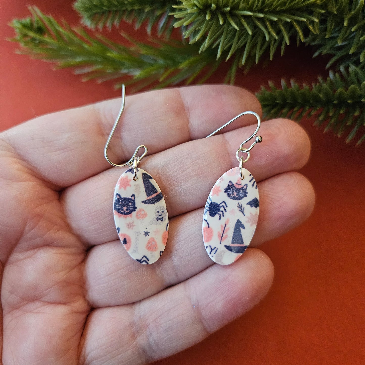 Halloween Printed Dangles | Oval