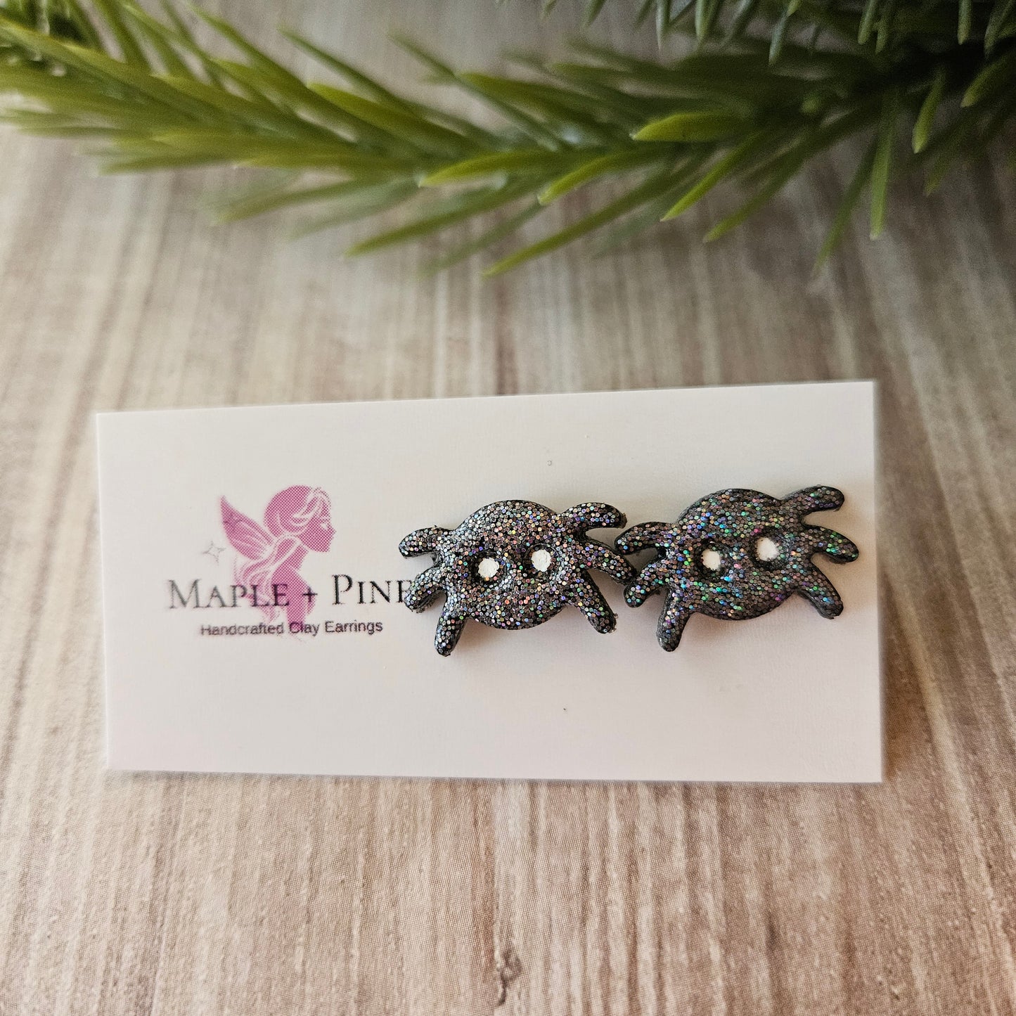 Spider Studs | Black Sparkle