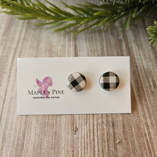 Buffalo Plaid Studs | Circle