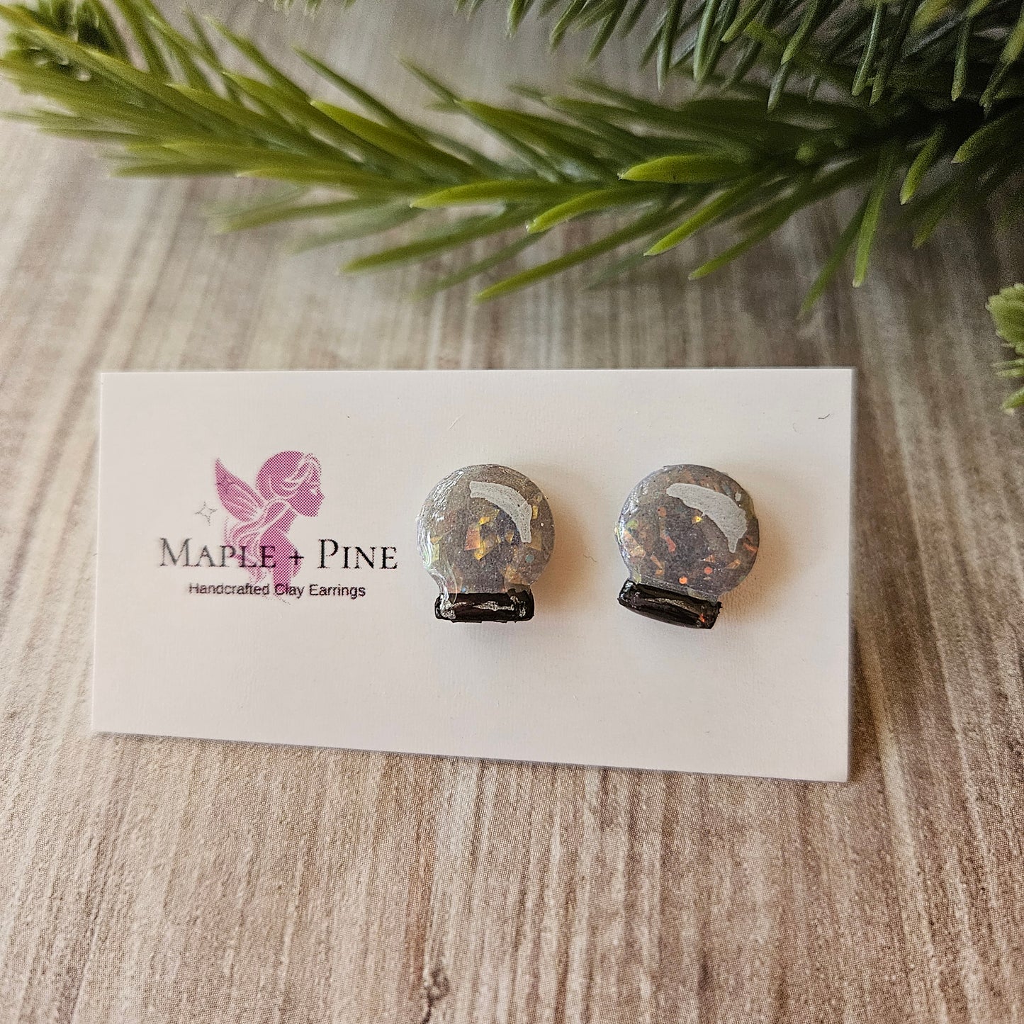 Crystal Ball Studs | Gray Sparkle