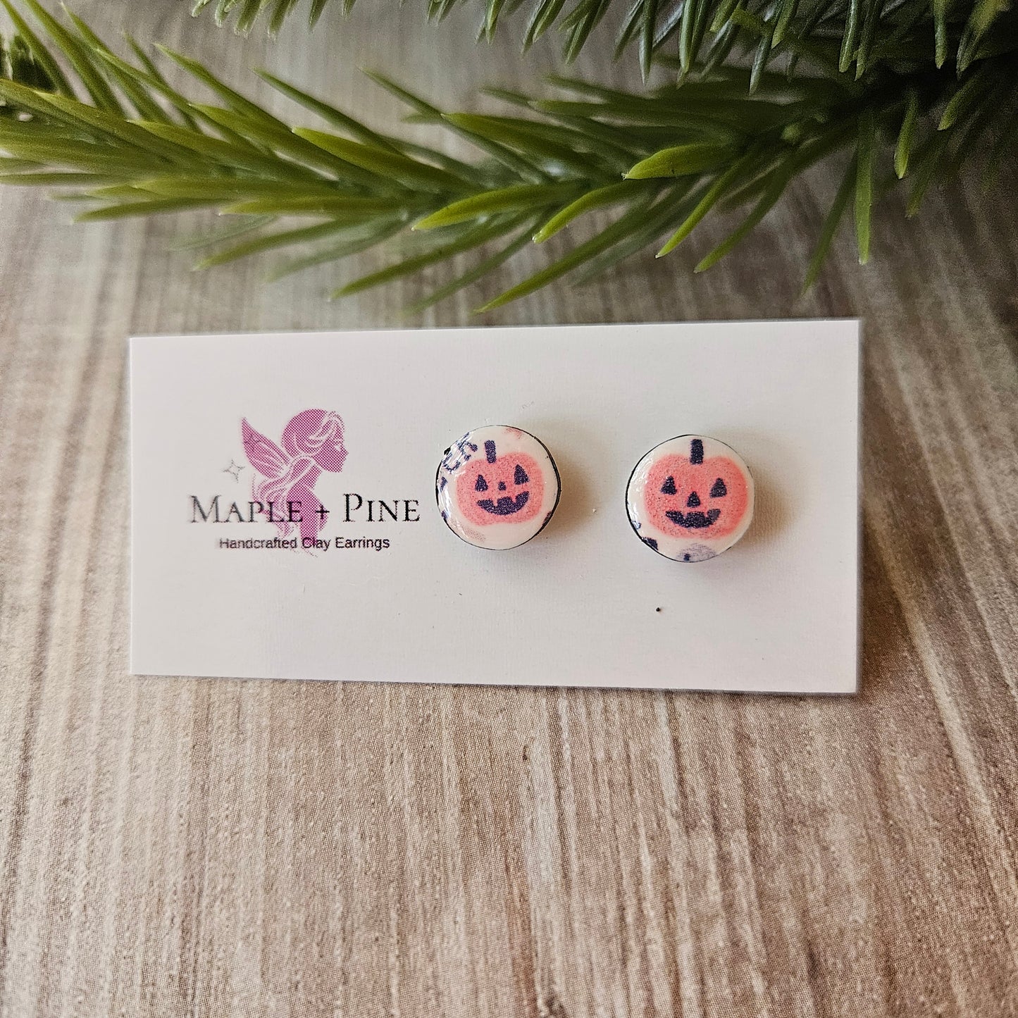 Pumpkin Printed Studs