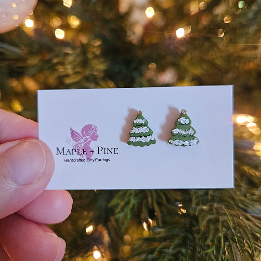 Christmas Tree Studs w/ snow