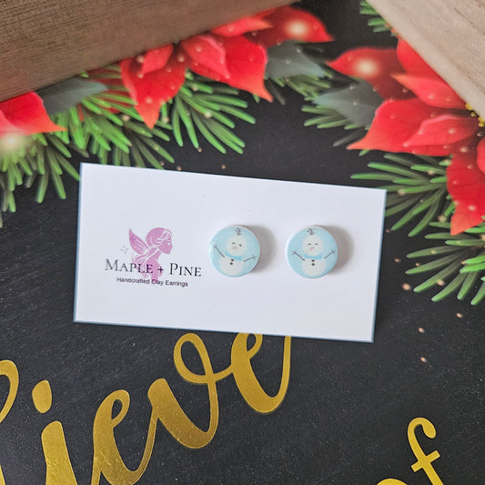 Snowman Printed Studs